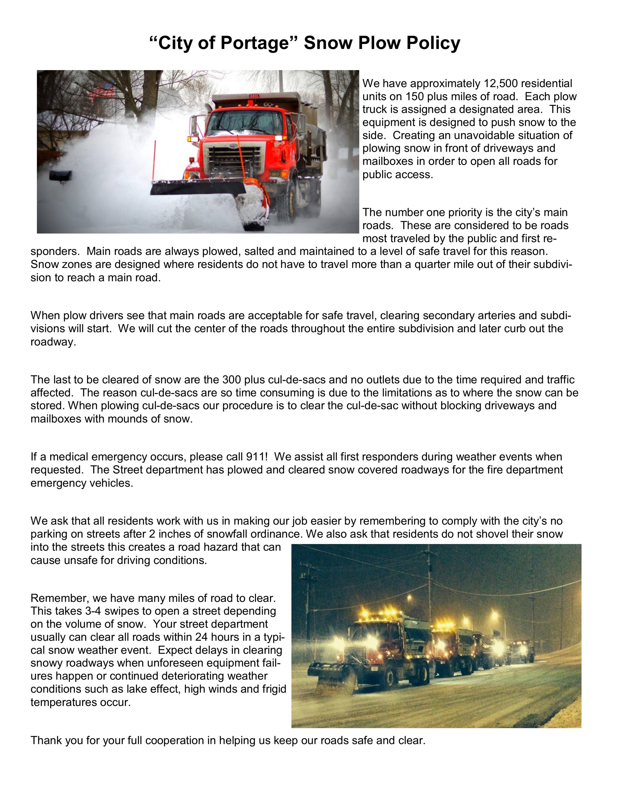 City of Portage Snow Policy